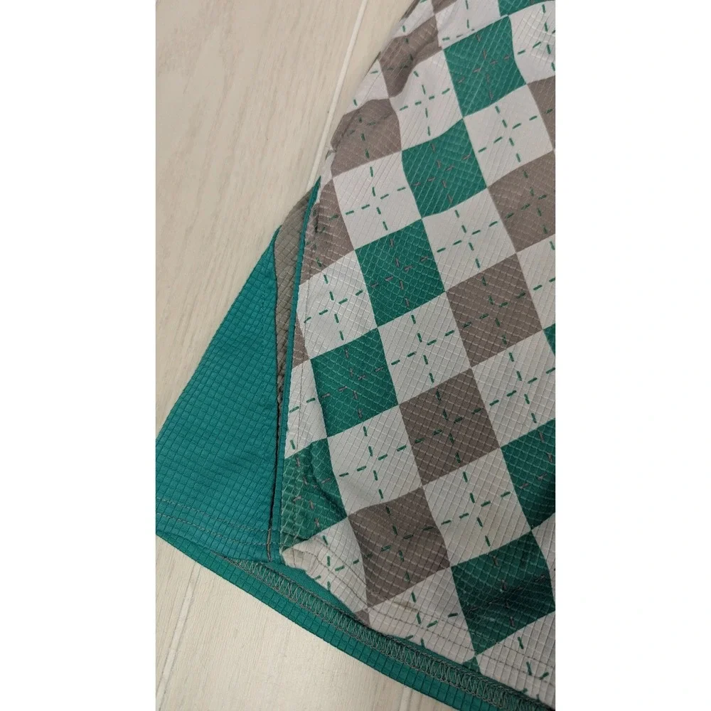 Flow Society Shorts Youth Small Green Grey Argyle Lacrosse Athletic Mesh